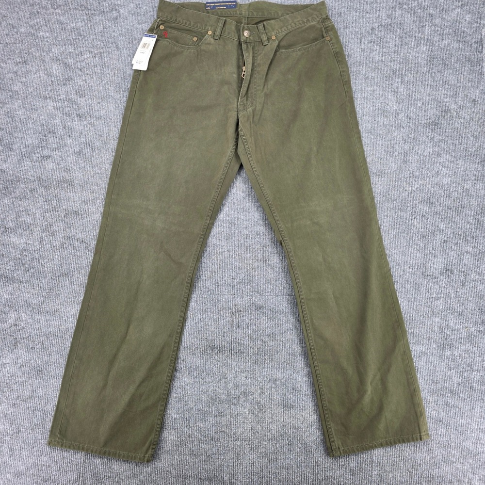 Ralph Lauren 650 Straight Leg Mens 33x30 (fit 34x30) Dark Botan Olive Green NWT